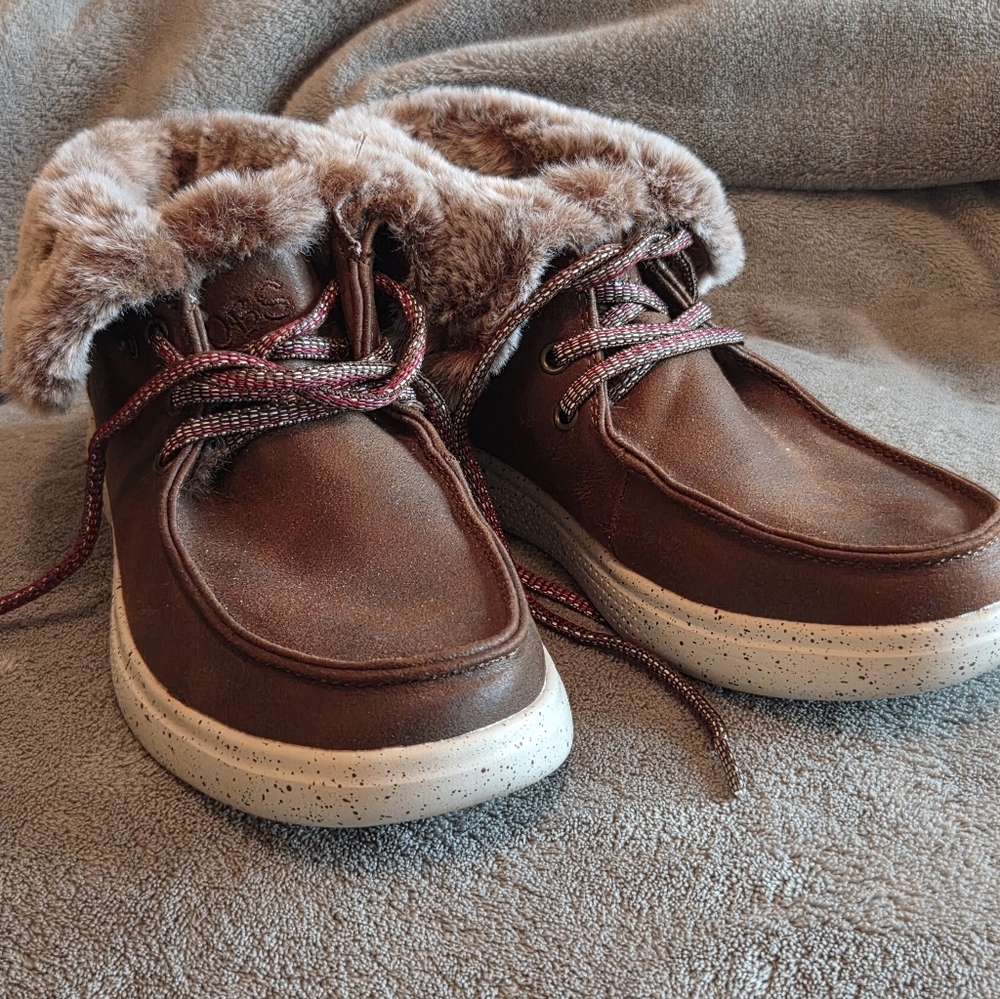 BOBS from Skechers Brown Skipper Hang Glider Booties with Faux Fur
